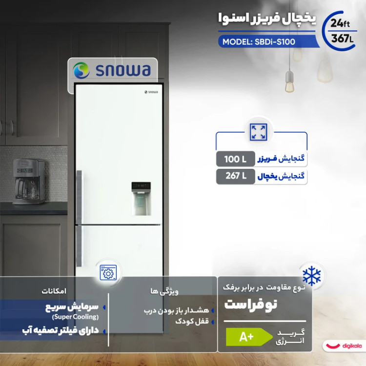 یخچال فریزر ۲۴ فوت اسنوا مدل SBDI-S100